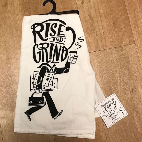 Primitives by Kathy Flour Sack Dish Towel Coffee Lover NWT - Picture 2 of 6